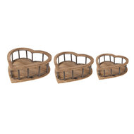 Clayre & Eef | Opbergmanden set van 3 Hart Bruin 33x33x10 / 26x26x9 / 20x20x8 cm | 6H2230