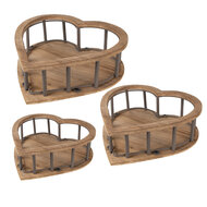 Clayre & Eef | Opbergmanden set van 3 Hart Bruin 33x33x10 / 26x26x9 / 20x20x8 cm | 6H2230