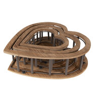 Clayre & Eef | Opbergmanden set van 3 Hart Bruin 33x33x10 / 26x26x9 / 20x20x8 cm | 6H2230