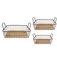 Clayre & Eef | Opbergmand Grijs, Bruin 38x28x11 / 33x23x10 / 28x18x9 cm | 6Y5251