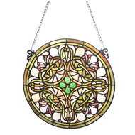 Clayre & Eef | Glaspaneel Tiffany Groen ø 30x1 cm | 5LL-6271