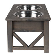 Clayre & Eef | Voerbak Hond Kat Grijs 40x22x18 cm / 2x500 ml | 6H2268
