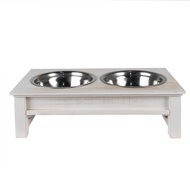 Clayre & Eef | Voerbak Hond Kat Wit 40x22x12 cm / 2x500 ml | 6H2269