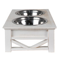 Clayre & Eef | Voerbak Hond Kat Wit 40x22x12 cm / 2x500 ml | 6H2269
