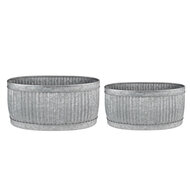 Clayre & Eef | Decoratie Zinken Teil Set van 2 Grijs 52x25x26 / 48x21x23 cm | 6Y4886