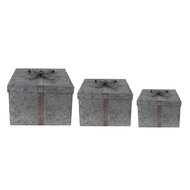 Clayre & Eef | Opbergdoos Grijs 24x24x18 / 20x20x15 / 16x16x12 cm | 6Y4891