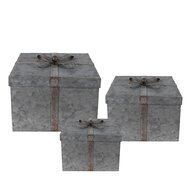 Clayre & Eef | Opbergdoos Grijs 24x24x18 / 20x20x15 / 16x16x12 cm | 6Y4891