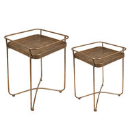 Clayre & Eef | Bijzettafel Set van 2 Goudkleurig 38x38x53 / 28x28x39 cm | 6Y4975