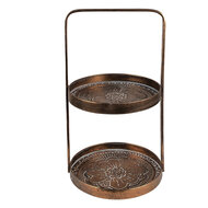 Clayre & Eef | Etagère 2 laags Koperkleurig 29x28x53 cm | 6Y4977