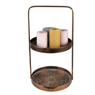 Clayre & Eef | Etagère 2 laags Koperkleurig 29x28x53 cm | 6Y4977