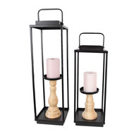 Clayre & Eef | Kandelaar Zwart 15x15x50/57 /15x15x40/46 cm | 50691