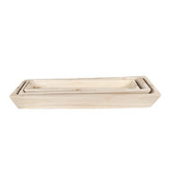 Clayre & Eef | Serveerschaal Set van 3 Bruin 70x20x9 / 66x15x7 / 61x11x6 cm | 5H0559