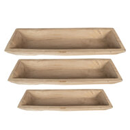 Clayre & Eef | Serveerschaal Set van 3 Bruin 70x20x9 / 66x15x7 / 61x11x6 cm | 5H0559CH