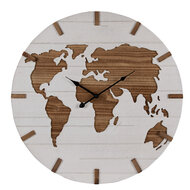 Clayre & Eef | Wandklok Wit, Bruin ø 60x4 cm / 1xAA | 5KL0230