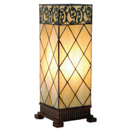 Clayre &amp; Eef   | Tiffany Tafellamp Beige, Bruin 18x18x45 cm E27/max 1x40W | 5LL-1139