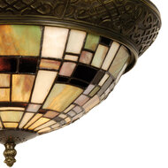 Clayre & Eef | Plafondlamp Tiffany Groen, Bruin, Beige ø 38x19 cm E14/max 2x40W | 5LL-5348