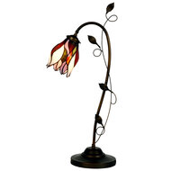 Clayre & Eef | Bureaulamp Bankierslamp Tiffany Beige, Bruin 34x24x72 cm E14/max 1x40W | 5LL-8839
