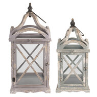 Clayre & Eef | Lantaarns Set van 2 Grijs 33x33x73 / 25x25x56 cm | 50742