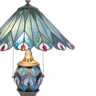 Clayre & Eef | Tiffany Tafellamp Blauw, Rood ø 40x65 cm E27/max 2x60W E14/max 1x7W | 5LL-5829