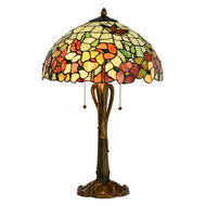 Clayre &amp; Eef   | Tiffany Tafellamp Beige, Rood &oslash; 40x63 cm E27/max 2x60W | 5LL-5981