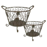 Clayre & Eef | Opbergmanden Set van 2 Groen, Bruin 41x33x29 / 35x28x24 cm | 6Y4844
