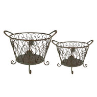Clayre & Eef | Opbergmanden Set van 2 Groen, Bruin 41x33x29 / 35x28x24 cm | 6Y4844