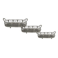 Clayre & Eef | Opbergmanden Set van 3 Grijs, Groen 55x25x16 / 48x22x14 / 41x18x12 cm | 6Y4849