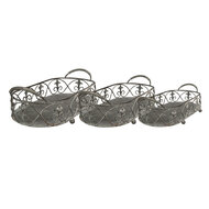 Clayre & Eef | Opbergmanden Set van 3 Grijs, Groen 55x25x16 / 48x22x14 / 41x18x12 cm | 6Y4849