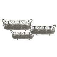 Clayre & Eef | Opbergmanden Set van 3 Grijs, Groen 55x25x16 / 48x22x14 / 41x18x12 cm | 6Y4849
