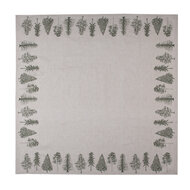 Clayre & Eef | Vierkant Tafelkleed Kerst Beige Groen 150x150 cm | NPT15