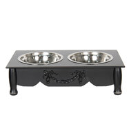 Clayre & Eef | Voerbak Hond Kat Zwart 41x22x12 cm / 2x500 ml | 6H0769Z