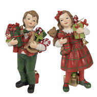 Clayre & Eef | Decoratie Kinderen Rood, Groen 7x6x13 / 7x5x13 cm (2) | 6PR3920