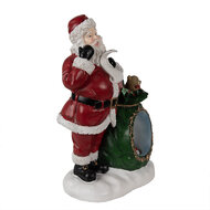 Clayre & Eef | Kerstdecoratie Kerstman met sneeuwbol LED Rood, Wit, Groen 26x16x36 cm | 6PR3925