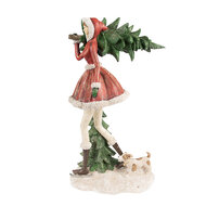 Clayre & Eef | Decoratie Beeld Meisje Rood Groen 25x17x43 cm | 6PR3942