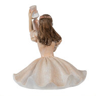 Clayre & Eef | Decoratie Beeld Ballerina Roze Wit 12x12x13 cm | 6PR3944