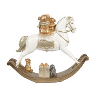 Clayre & Eef | Decoratie Hobbelpaard Wit Goudkleurig 18x4x15 cm | 6PR4921