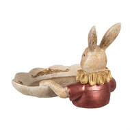 Clayre & Eef | Decoratie konijn met schaal Goudkleurig Beige 22x21x15 cm | 6PR4923