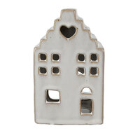 Clayre & Eef | Theelichthouder Kerst Huisje Beige 9x7x14 cm | 6CE1588M