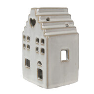 Clayre & Eef | Theelichthouder Kerst Huisje Beige 9x7x14 cm | 6CE1588M