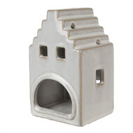Clayre & Eef | Theelichthouder Kerst Huisje Beige 9x7x14 cm | 6CE1588M