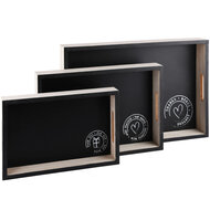 Dekoratief | Set 3 dienbladen 'Voor jou/Pour toi', 30x20x5cm | A220193
