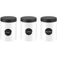 Dekoratief | Bewaarpot 'Th?/Sucre/Caf?' ,metaal, 10x10x14cm, set van 3 stuks | A228208