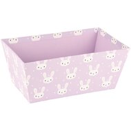 Dekoratief | Bakje 'Bunny Party', lila/wit, papier, 24x14x10cm | A230231