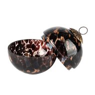 Dekoratief | Kerstbal pot m/deksel 'Blurred Brown', glas, 10x10x11cm | A238006