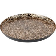 Dekoratief | Dienblad rond 'Antique Gold', zwart/goud, metaal, 29x29x2cm | A238034