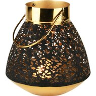Dekoratief | Lantaarn 'Hidden Print', zwart/goud, metaal, 19x19x20cm | A238203