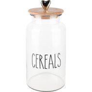 Dekoratief | Bewaarpot 'Cereals', transparant, glas/hout, 14x14x32cm | A238213