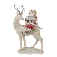 Clayre &amp; Eef   | Kerstdecoratie Kerstman Rood Wit 20x9x31 cm | 6PR3955