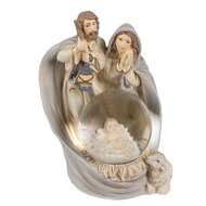 Clayre & Eef | Sneeuwbol Kerstgroep Grijs, Beige 9x8x11 cm | 6PR4892