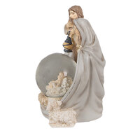 Clayre & Eef | Sneeuwbol Kerstgroep Grijs, Beige 9x8x11 cm | 6PR4892